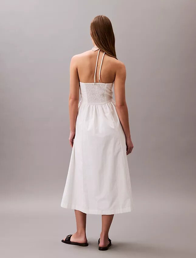 Pamuklu Dimi Halter Midi Elbise Pamuklu Dimi Halter Midi Elbise