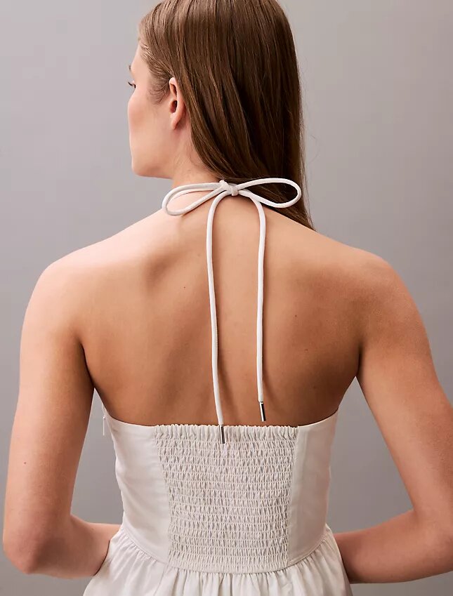 Pamuklu Dimi Halter Midi Elbise Pamuklu Dimi Halter Midi Elbise
