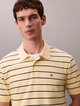 Pamuklu Pike Çizgili Klasik Polo Gömlek
