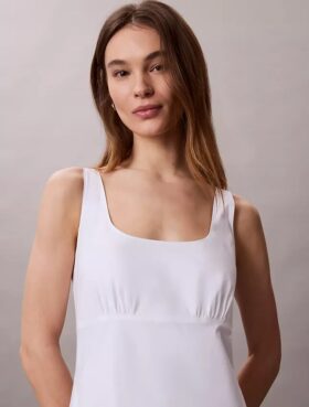 Pamuklu Poplin Kolsuz Midi Elbise
