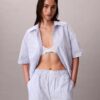 Pamuklu Poplin Rahat Kısa Kollu Pijama Gömleği Pamuklu Poplin Rahat Kısa Kollu Pijama Gömleği