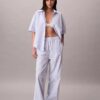 Pamuklu Poplin Rahat Kısa Kollu Pijama Gömleği Pamuklu Poplin Rahat Kısa Kollu Pijama Gömleği