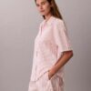 Pamuklu Poplin Rahat Kısa Kollu Pijama Gömleği Pamuklu Poplin Rahat Kısa Kollu Pijama Gömleği