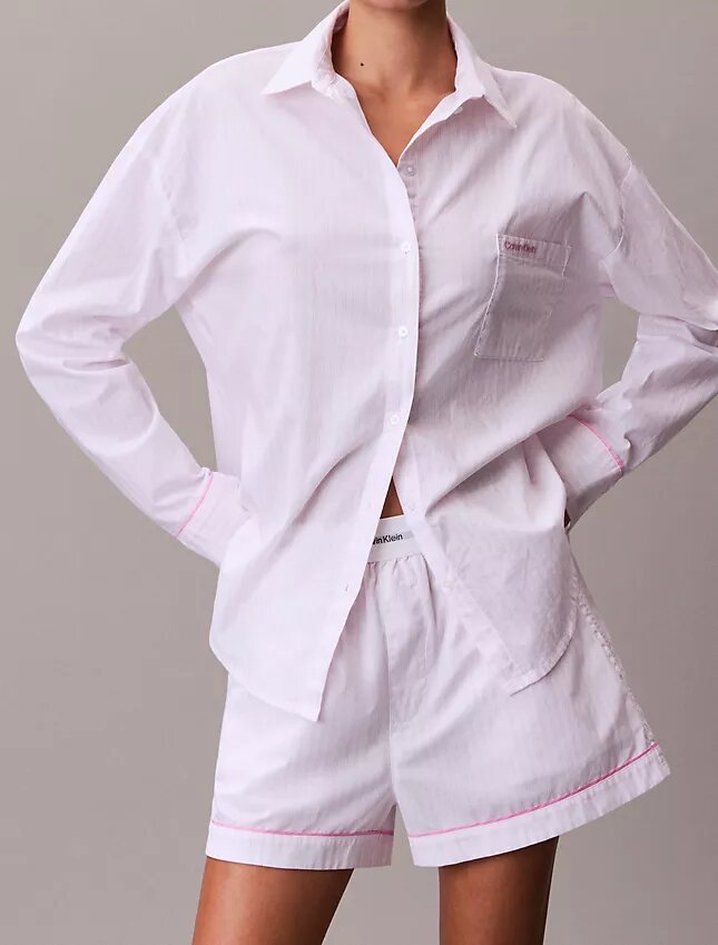Pamuklu Poplin V-Day Pijama Gömleği Pamuklu Poplin V-Day Pijama Gömleği