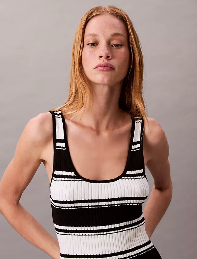 Pamuklu Ribana Midi Tank Elbise Pamuklu Ribana Midi Tank Elbise