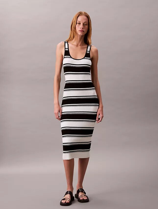 Pamuklu Ribana Midi Tank Elbise Pamuklu Ribana Midi Tank Elbise