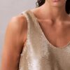 Payetli Yuvarlak Yaka Tank Top