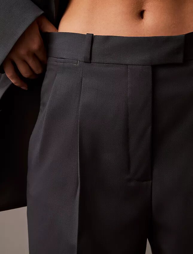 Pileli Yün Gabardin Karışımı Pantolon Pileli Yün Gabardin Karışımı Pantolon