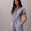 İplik Boyalı Poplin Pamuklu Romper İplik Boyalı Poplin Pamuklu Romper
