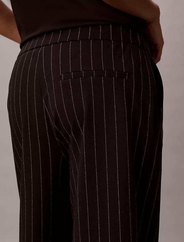 Ponte Çizgili Geniş Paça Pantolon Ponte Çizgili Geniş Paça Pantolon
