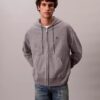 Premium Havlu Kumaş Rahat Fermuarlı Kapüşonlu Sweatshirt