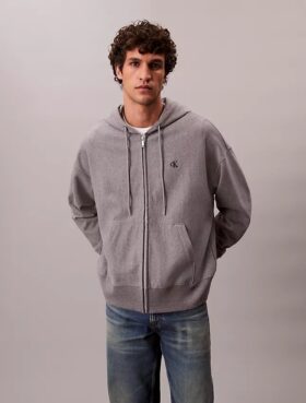 Premium Havlu Kumaş Rahat Fermuarlı Kapüşonlu Sweatshirt