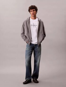 Premium Havlu Kumaş Rahat Fermuarlı Kapüşonlu Sweatshirt