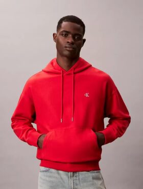 Premium Havlu Kumaş Rahat Monogram Polar Kapüşonlu Sweatshirt