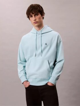 Premium Havlu Kumaş Rahat Monogram Polar Kapüşonlu Sweatshirt