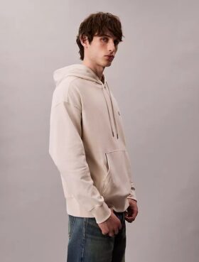 Premium Havlu Kumaş Rahat Monogram Polar Kapüşonlu Sweatshirt