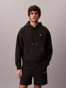 Premium Havlu Kumaş Rahat Monogram Polar Kapüşonlu Sweatshirt