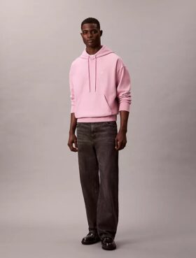 Premium Havlu Kumaş Rahat Monogram Polar Kapüşonlu Sweatshirt