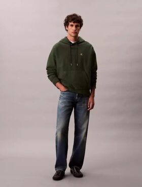 Premium Havlu Kumaş Rahat Monogram Polar Kapüşonlu Sweatshirt