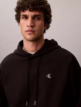 Premium Havlu Kumaş Rahat Monogram Polar Kapüşonlu Sweatshirt
