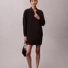 Pürüzsüz Mini Polo Sweatshirt Elbise Pürüzsüz Mini Polo Sweatshirt Elbise