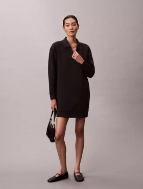 Pürüzsüz Mini Polo Sweatshirt Elbise