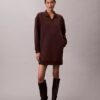 Pürüzsüz Mini Polo Sweatshirt Elbise Pürüzsüz Mini Polo Sweatshirt Elbise