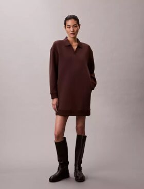 Pürüzsüz Mini Polo Sweatshirt Elbise
