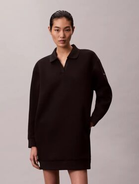 Pürüzsüz Mini Polo Sweatshirt Elbise