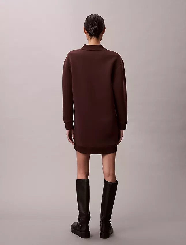 Pürüzsüz Mini Polo Sweatshirt Elbise Pürüzsüz Mini Polo Sweatshirt Elbise