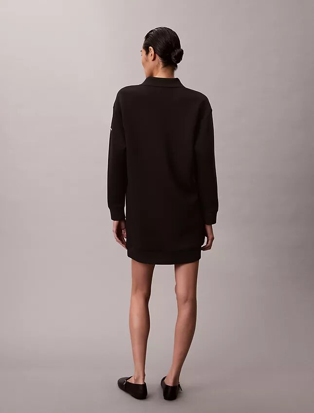 Pürüzsüz Mini Polo Sweatshirt Elbise Pürüzsüz Mini Polo Sweatshirt Elbise