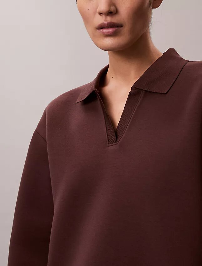 Pürüzsüz Mini Polo Sweatshirt Elbise Pürüzsüz Mini Polo Sweatshirt Elbise