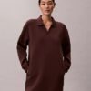 Pürüzsüz Mini Polo Sweatshirt Elbise Pürüzsüz Mini Polo Sweatshirt Elbise
