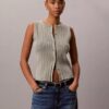 Pürüzsüz Pamuklu Ribana Düğmeli Tank Top