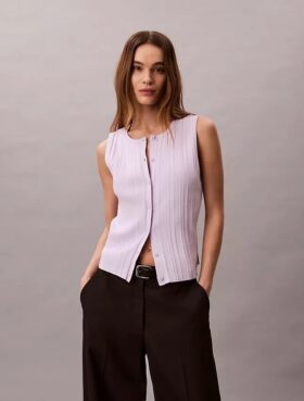 Pürüzsüz Pamuklu Ribana Düğmeli Tank Top