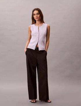 Pürüzsüz Pamuklu Ribana Düğmeli Tank Top