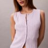 Pürüzsüz Pamuklu Ribana Düğmeli Tank Top