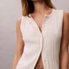 Pürüzsüz Pamuklu Ribana Düğmeli Tank Top