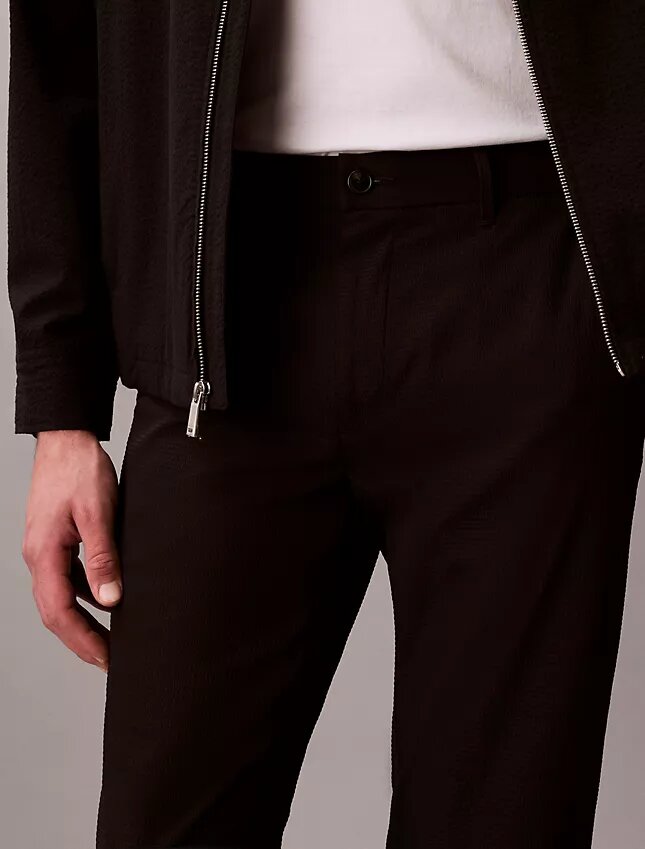 Seersucker Düz Pantolon Seersucker Düz Pantolon