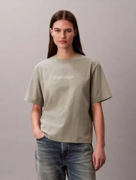 Standart Logo Boxy Fit Bisiklet Yaka Tişört