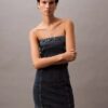 Straplez Denim Mini Elbiseler Straplez Denim Mini Elbiseler