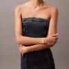 Straplez Denim Mini Elbiseler Straplez Denim Mini Elbiseler
