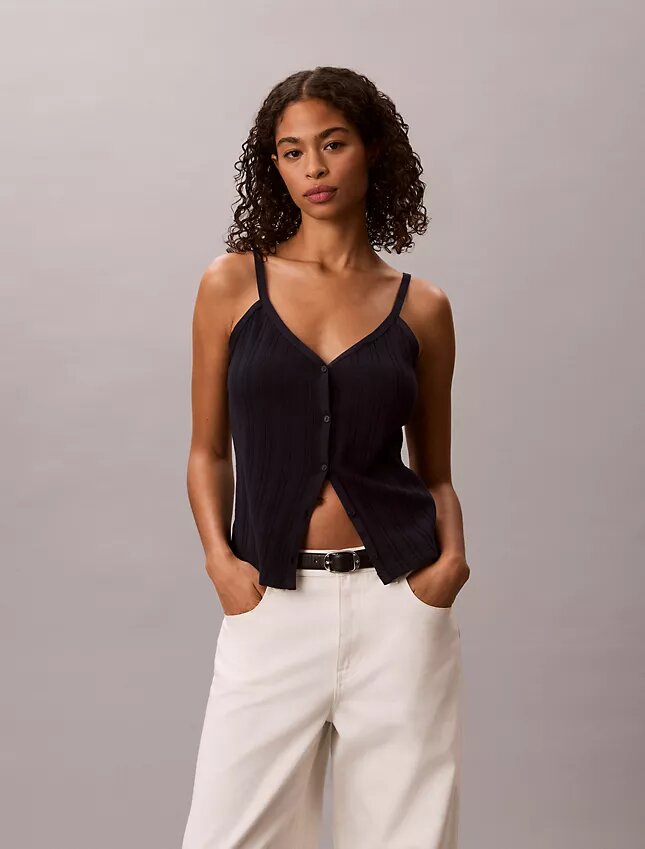 Tığ İşlemeli Düğmeli Tank Top Tığ İşlemeli Düğmeli Tank Top