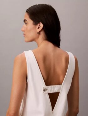 V Yaka Denim Shift Elbise