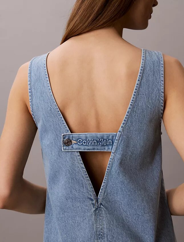 V Yaka Denim Shift Elbise V Yaka Denim Shift Elbise