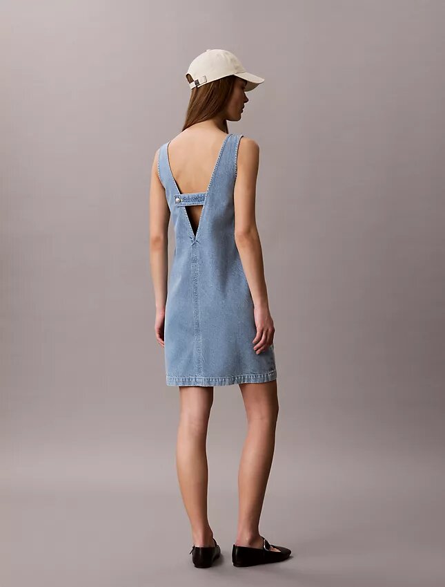 V Yaka Denim Shift Elbise V Yaka Denim Shift Elbise