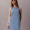 V Yaka Denim Shift Elbise V Yaka Denim Shift Elbise