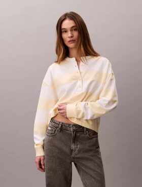 Varsity Çizgili Henley Üst Giyim