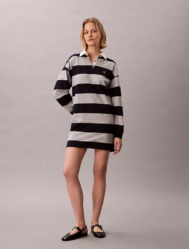 Varsity Çizgili Mini Polo Elbise Varsity Çizgili Mini Polo Elbise