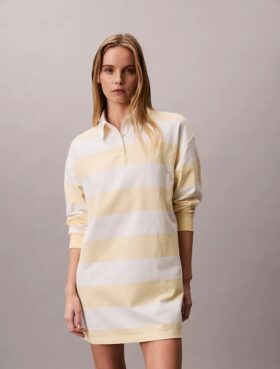 Varsity Çizgili Mini Polo Elbise